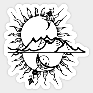 Sun Reflection on Mountains Sticker